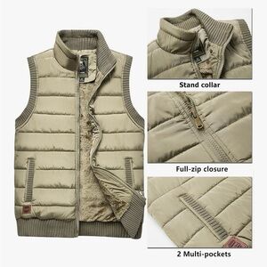 Men's Lined  Winter Vest - Warm Sleeveless
